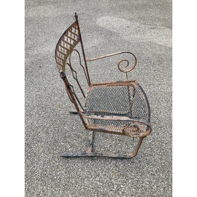Vintage Wrought Iron Patio Chairs in the Style of Salterini Taj Mahal - Set of 2 For Sale - Image 6 of 8