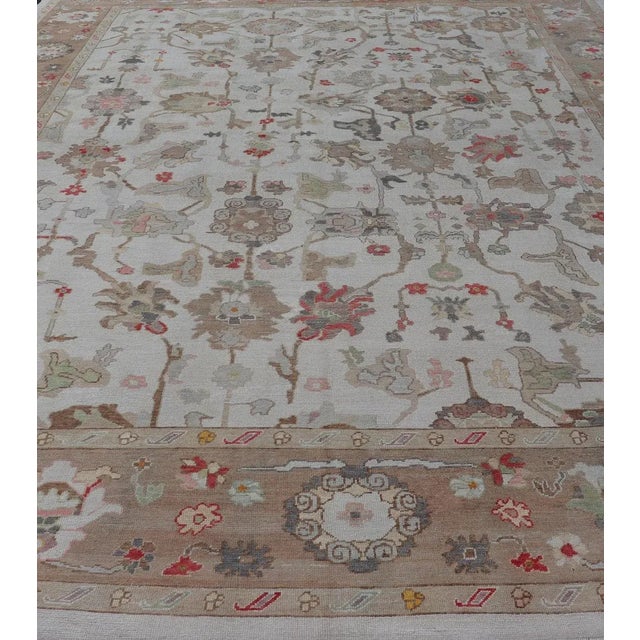 Over-Sized Oushak Turkish Rug With Large Scale Sub Geometric Design Keivan Woven Arts-Large Turkish Oushak rug with array...