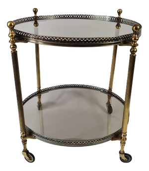 French Bar Table in Brass with Mirror-Finished Glass, 1960s