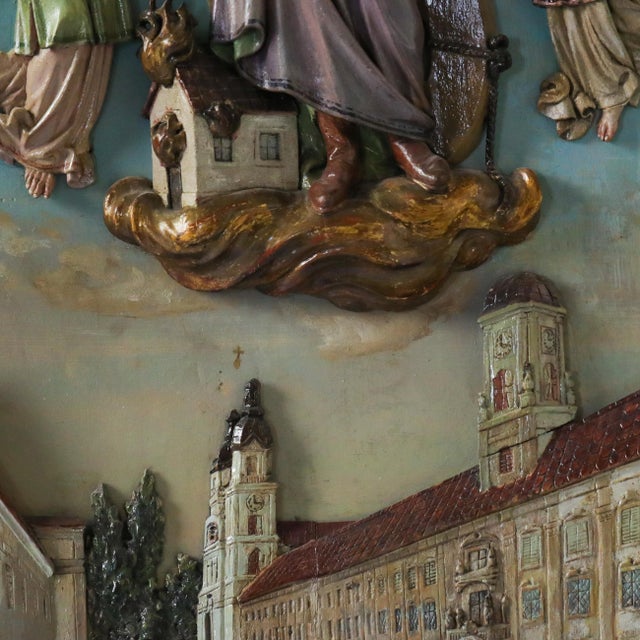 Large 19th Century Saint Florian Carved Relief Plaque in Gilt Arched Frame For Sale - Image 13 of 14