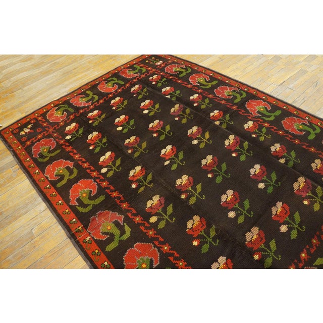 1900s Black Floral Antique Spanish Cuenca Alpujarra Rug 5'3" X 7'6" Handknotted Wool Carpet For Sale In New York - Image 6 of 11