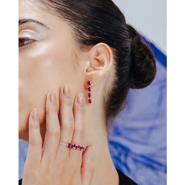 Natural Deep Red Ruby and Diamond Earrings in 14K Gold to make a statement with your look. You shall need stud earrings to...