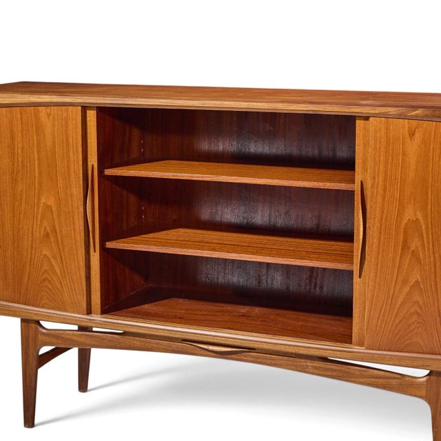 Brown Kurt Østervig Style Mid Century Danish Sculptural Teak High Credenza For Sale - Image 8 of 12