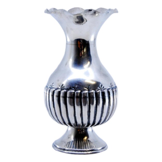 Fluted Silver Jug with Wavy Rim For Sale