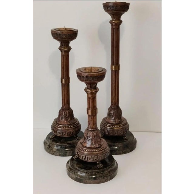 Vintage Maitland-Smith Candle Holders - Set of 3 For Sale - Image 9 of 9