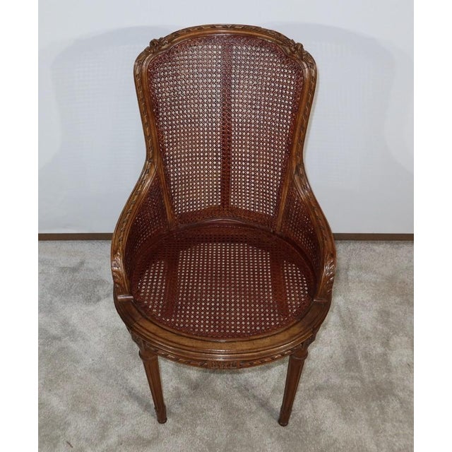 Wood Louis XVI Style Office Armchair in Beech, 1900s For Sale - Image 7 of 18