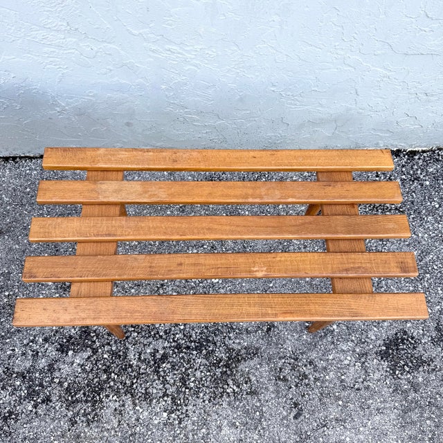 Mid-Century Modern Mid Century Modern Slatted Benches/Side Tables - A Pair For Sale - Image 3 of 8