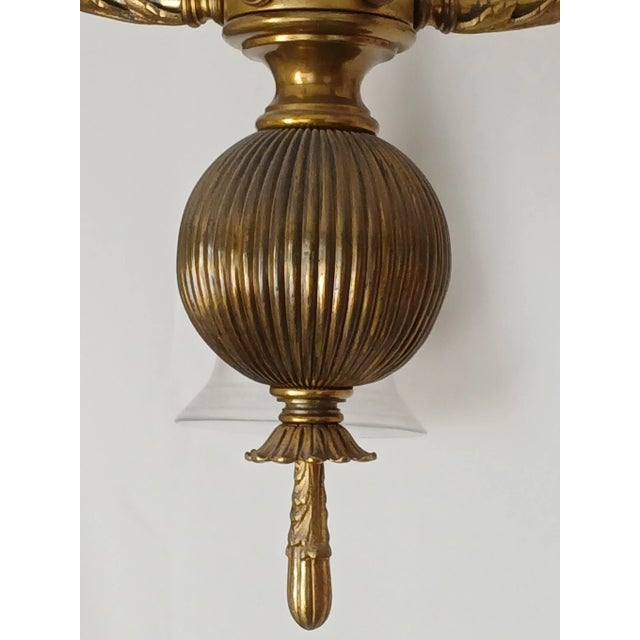 Brass Antique Steuben Style Brass 5-Armed Chandelier For Sale - Image 8 of 16