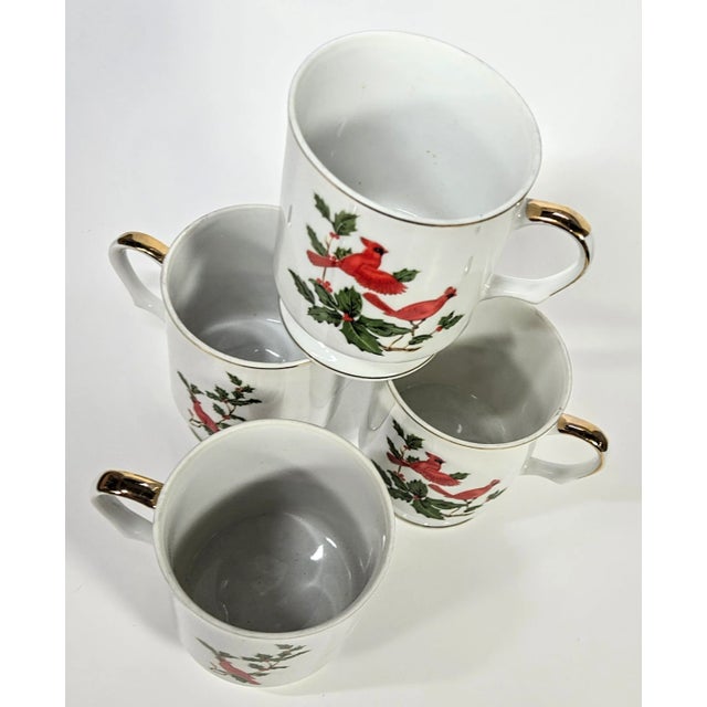 Gold Accented Otigiri Cardinal Mugs - Set of Four For Sale - Image 10 of 16