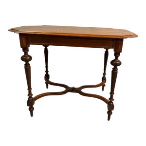 Late 19th Century French Louis XVI Style Hand Carved Walnut Center Table.