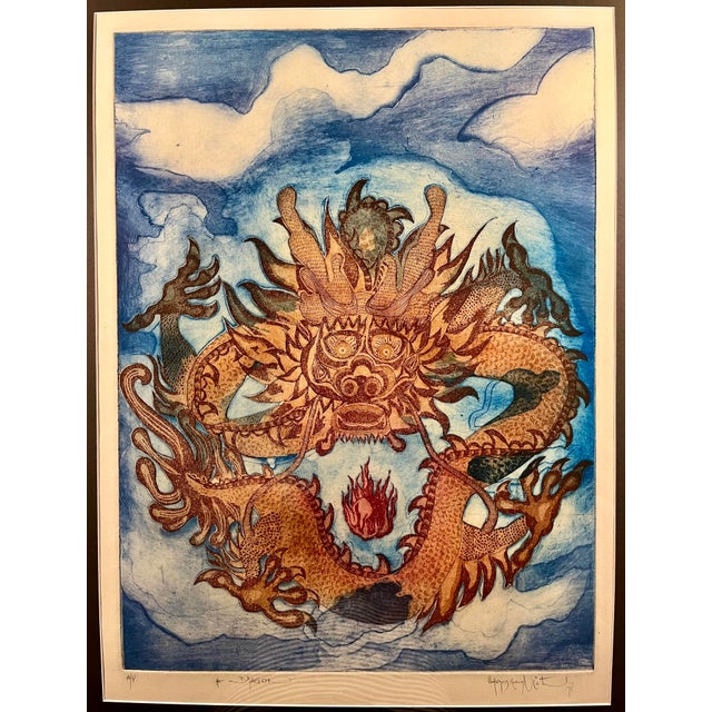 1978 "Dragon" Lithograph by Vietnamese Artist Artist's Proof Signed in Pencil Aprox. dimensions: Frame: 31"H x 25"W...