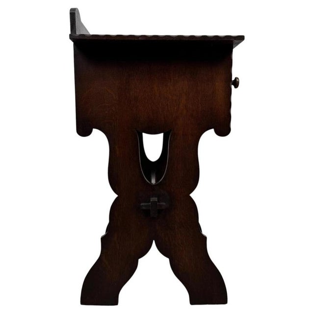 2000 - 2009 Antique English Oak Side Table with Gallery, 1900s For Sale - Image 5 of 9