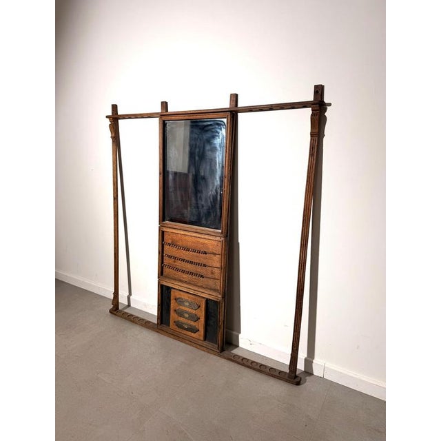 Glass Antique Billiard Cue Stand with Scoring Board and Mirror For Sale - Image 7 of 7