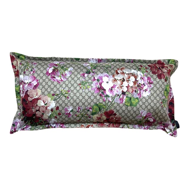 Gucci Gg Logo Blooms Hydrangea Silk Scarf Lumbar Pillow For Sale
