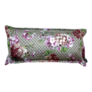 Gucci Gg Logo Blooms Hydrangea Silk Scarf Lumbar Pillow