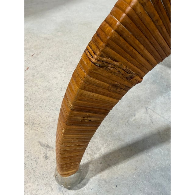 Sculptural Split Reed Cane Rattan Floor Lamp Woven Rope Shade Spherical Metal Feet For Sale - Image 14 of 17