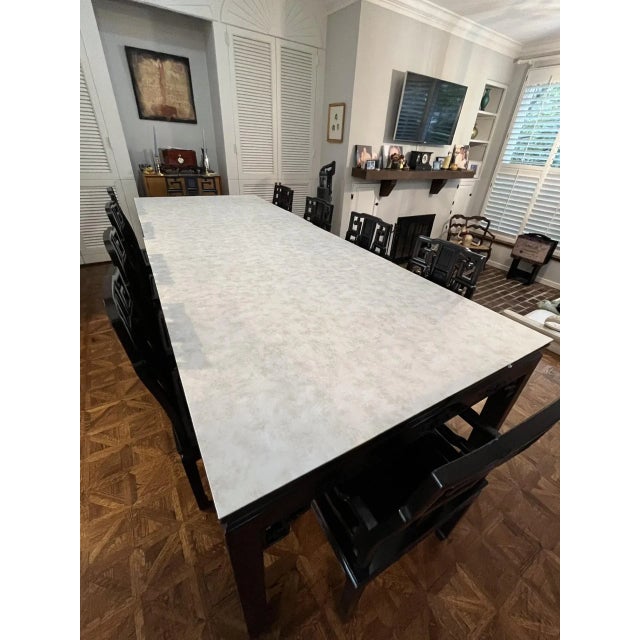 Long Rosewood Dining Table, 10 Chair Set, and Matching Table Pad Set of 20 For Sale - Image 14 of 14