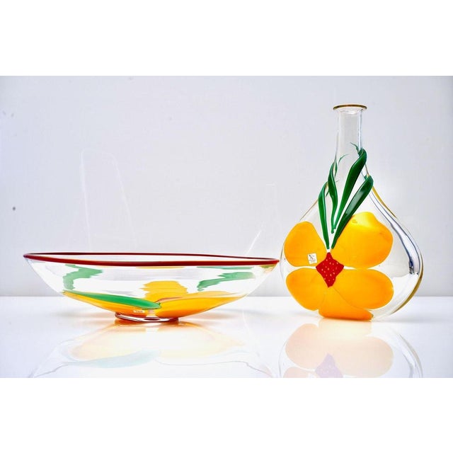 Murano Vase and Bowl with Nasturtium Design by Berit Johansson for Pauly & C., 1998, Set of 2 For Sale - Image 15 of 18