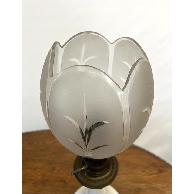 Glass Large 19th Century Oil Lamps, Set of 2 For Sale - Image 7 of 10