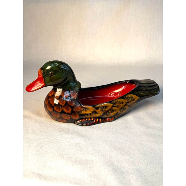 Folk Art Mid 20th Century Folk Art Style Painted Duck Dish For Sale - Image 3 of 11