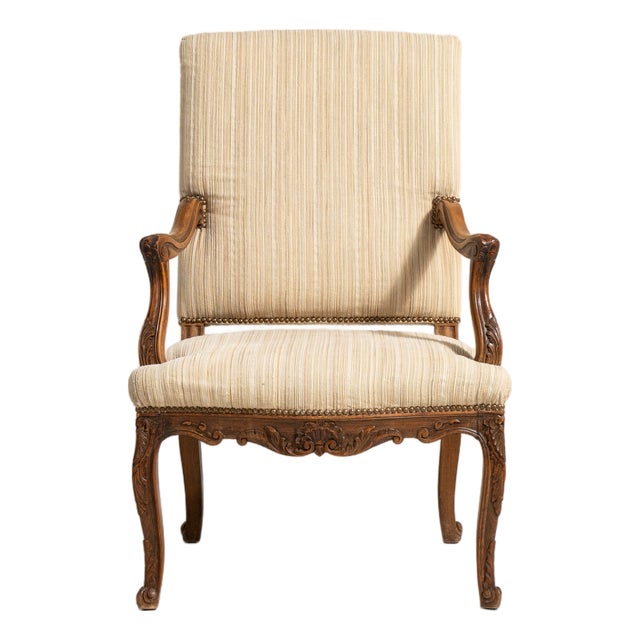 Louis XV Oak Throne Chair, Rococo Style, France, 19th Century For Sale
