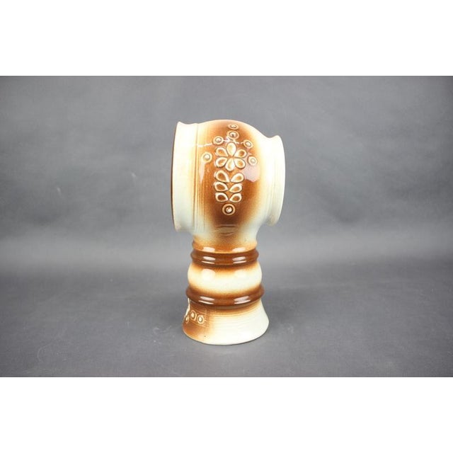 Decorative ceramic table clock produced by Ditmar Urbach in Czechoslovakia, circa 1970s. This sculptural pottery clock...