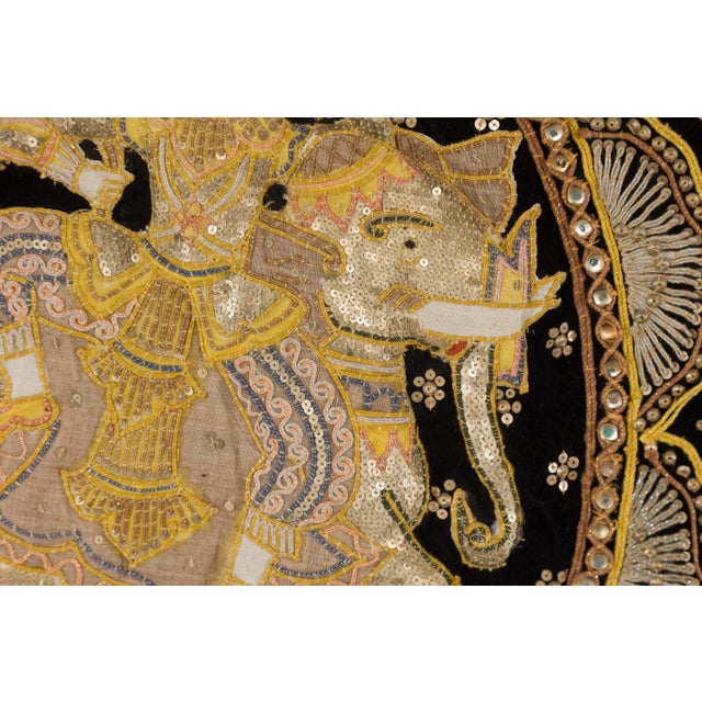 19th Century Kalaga Tapestry with Stones, Sequins & Colorful Thread For Sale - Image 9 of 12