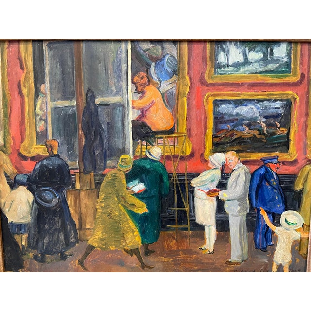 Traditional 1927 Richard Lahey the Louvre Oil Painting For Sale - Image 3 of 10