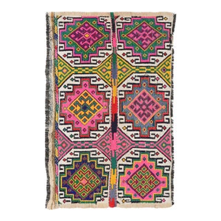 Colorful Vintage Small Kilim Rug - 2`7″ X 3`11″ For Sale