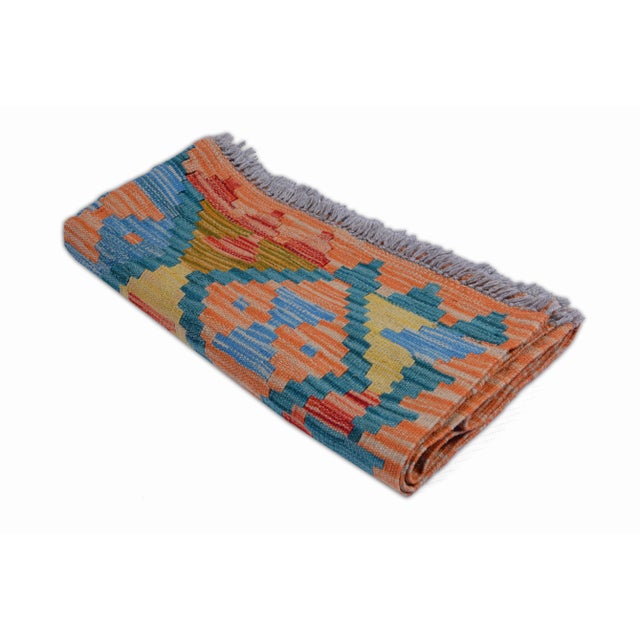 Premium One of a Kind Handmade Geometric Kilim Rug created by Passionate Afghan Artisans and finished by Pakistani experts...