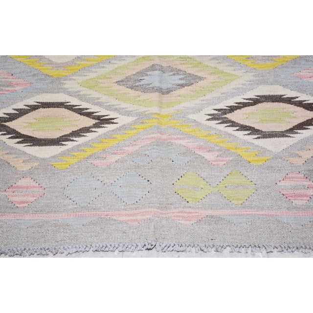 Vintage Afghan Hand Made Organic Wool Maimana Kilim,5'6"x8' For Sale - Image 4 of 7