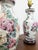 Mid 20th Century Floral Chinoiserie Lamps Pair Vintage Off White Pink Accent Asian Table Lamp - Pair For Sale - Image 4 of 9