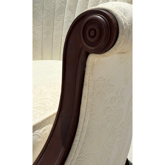 Wood Large Pair of Shell Shaped Wingback Armchairs For Sale - Image 7 of 7