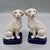 White Pair of Vintage Staffordshire-Style Ceramic Labrador Figurines — Cobalt Blue Base, Gilt Detail For Sale - Image 8 of 9