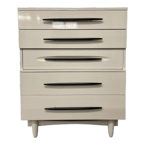 Mid Century Modern Chest, Dresser, White Lacquered, Custom Made