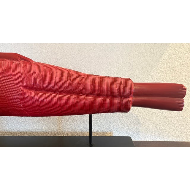 Late 20th Century 39" Wooden Red Reclining Buddha * Made in Indonesia * Traditional Asian Art For Sale - Image 5 of 14