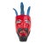 Large Vintage Hand Carved Red Diablo Costume Mask With Beard & Blue Feathers For Sale