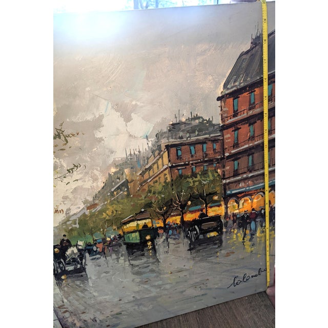 Late 20th Century Large Contemporary Impressionist Paris Street Scene Oil Painting on Canvas, Signed Colombo, 24" X 20" For Sale - Image 10 of 14