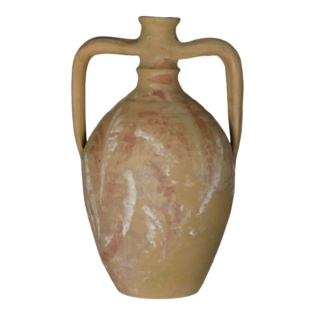 Antique 1920s Rustic Mediterranean Clay Vase For Sale