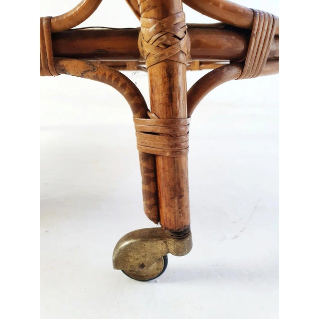 Wood Mid-Century Bar Cart in Bamboo and Rattan, Italy, 1950s For Sale - Image 7 of 12