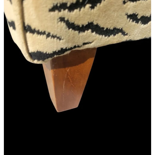 Hollywood Regency Vintage Upholstered Scalamadre Style Tiger Print Lounge Chair Matching Ottoman- a Pair For Sale - Image 3 of 12