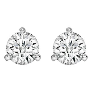 14K White Gold 1/2 Cttw 3-Prong Martini Set Brilliant Round-Cut Solitaire Lab Grown Diamond Screwback Stud Earrings (F-G Color, VS1-VS2 Clarity) For Sale