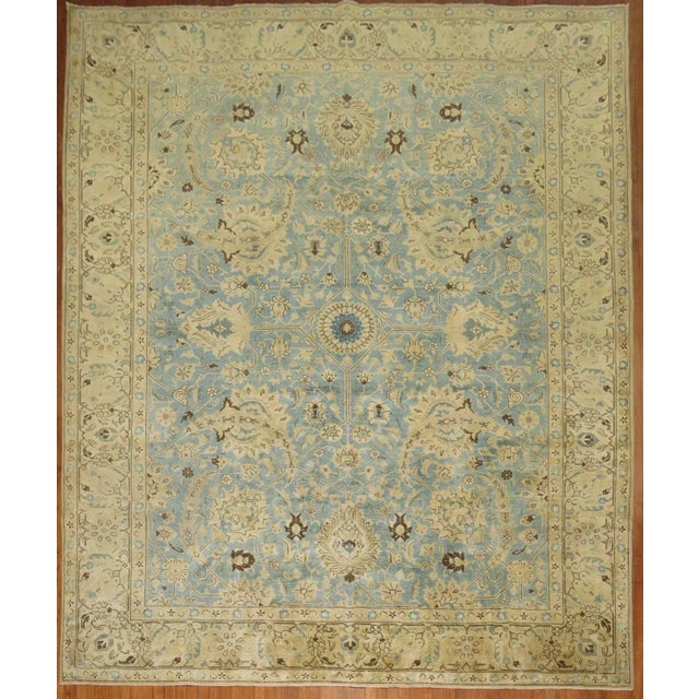 Early 20th Century Antique Light Blue Gold Tabriz Rug - 9'1" x 12'10" For Sale - Image 10 of 10