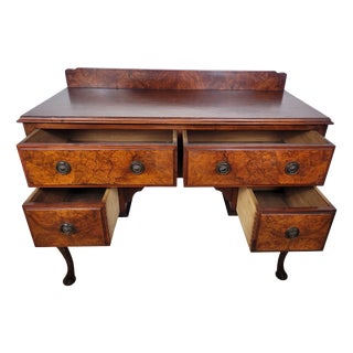 Antique Victorian English Walnut Writing Desk, 1890 For Sale