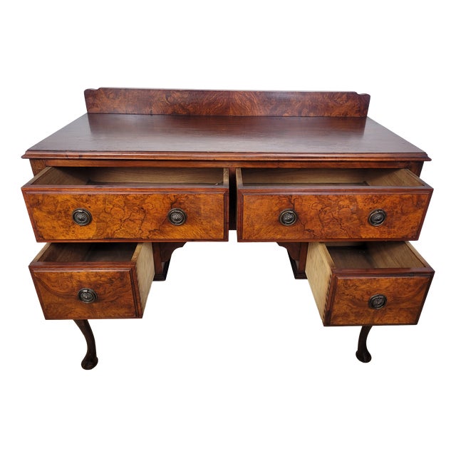 Antique Victorian English Walnut Writing Desk, 1890 For Sale