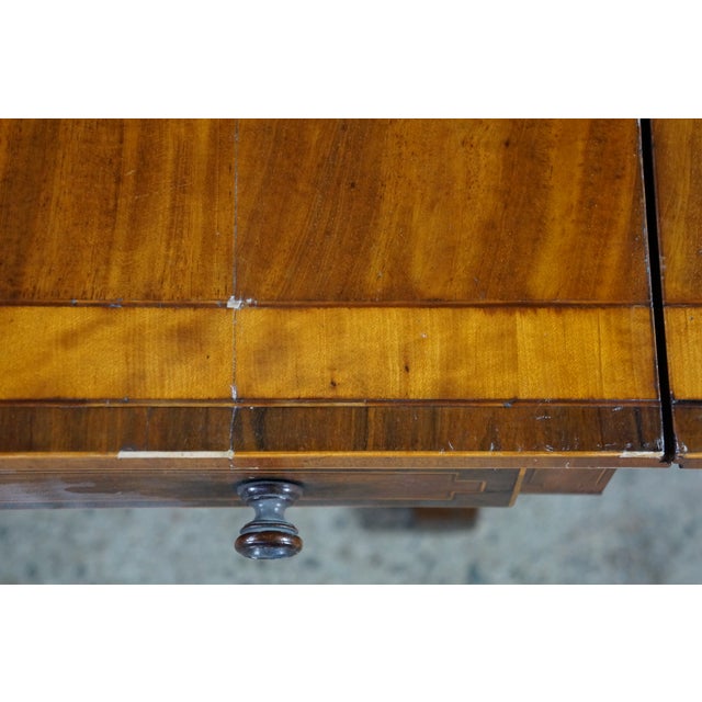 Brown Antique Early 19th C. Regency Flame Mahogany Lyre Base Drop Leaf Sofa Table Desk For Sale - Image 8 of 16