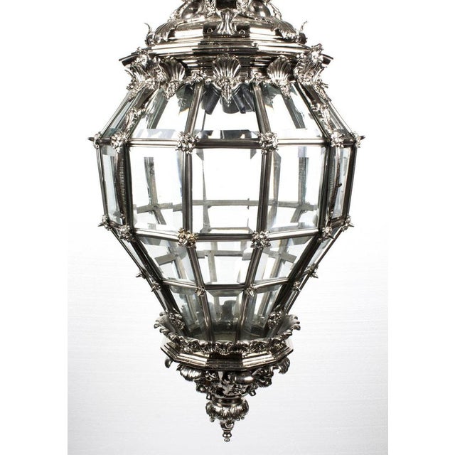 Vintage Versailles Silver Bronze Diamond Baluster Lanterns, Set of 2 For Sale - Image 6 of 11