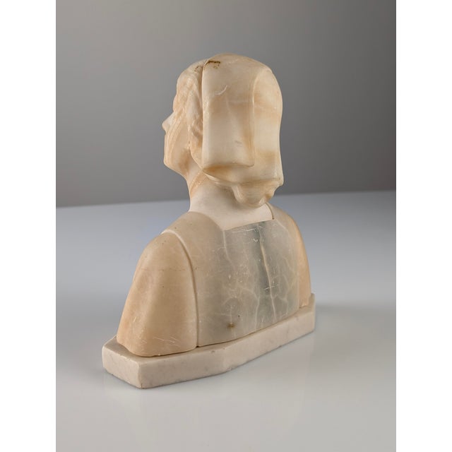 Gustave Van Vaerenbergh, Bust of a Young Girl, 1900s, Alabaster For Sale - Image 10 of 13