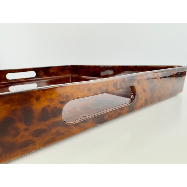 Mikasa Vintage Mikasa Japan Faux Burl Lacquer Serving Tray & Plates – Set of 7 For Sale - Image 4 of 12