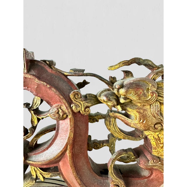 Antique Chinese Carved and Painted Mirror For Sale - Image 9 of 12